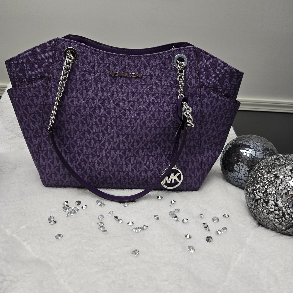 Michael Kors Purple Signature Canvas Tote - Picture 11 of 12